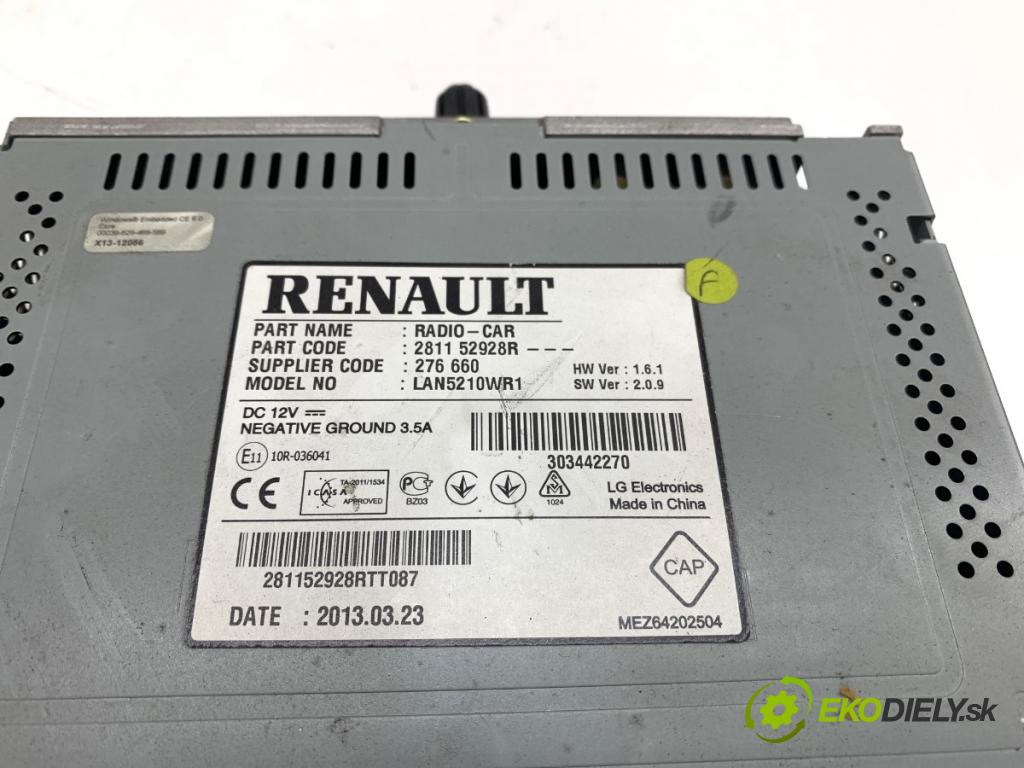 RENAULT CLIO IV liftback 2013 66 kW 1.5 dCi 90 1461 RADIO 281152928R (Audio zariadenie)