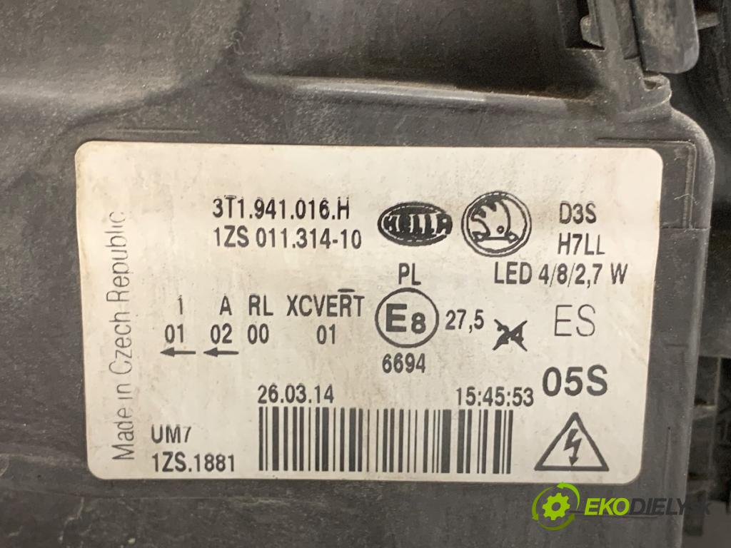 SKODA SUPERB II liftback 2014 92 kW 1.4 TSI 1390 světlomet pravý přední část XENON 3T1941016H
