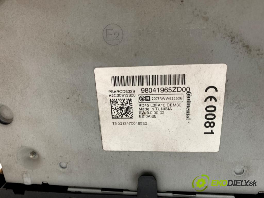 PEUGEOT 301 sedan 2013 85 kW 1.6 VTi 115 1587 RADIO 98041965ZD (Audio zariadenie)