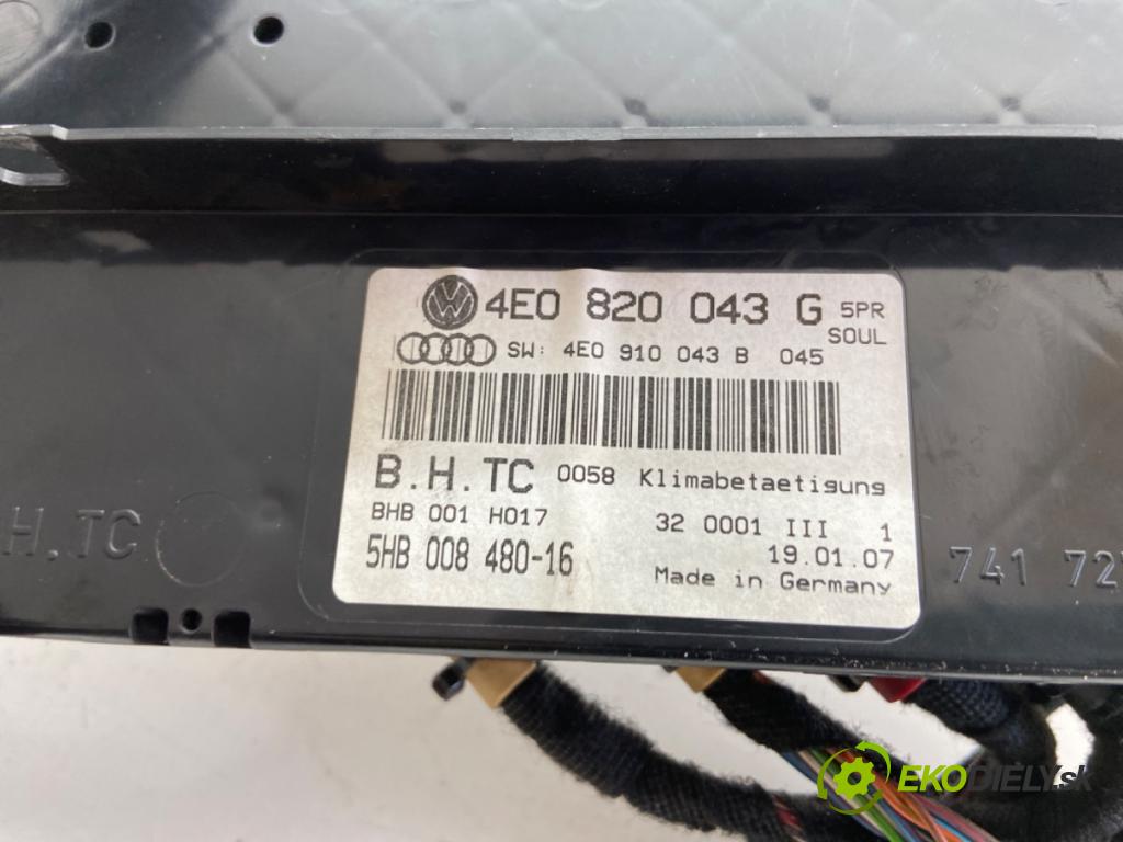 AUDI A8 D3 sedan 2007 331 kW S8 quattro 5204 Panel ovládania kúrenia 4E0820043G (Prepínacie páčky pod volantom)