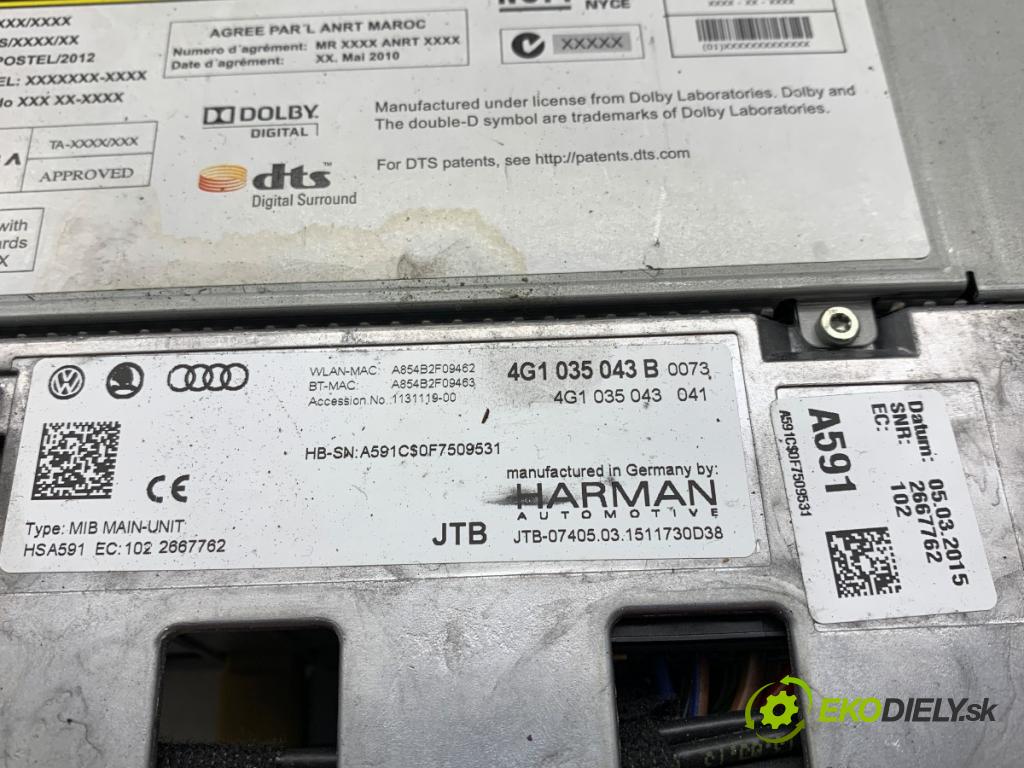 AUDI A6 C7 sedan 2015 110 kW 2.0 TDI 1968 RADIO 4G1035043B (Audio zariadenie)