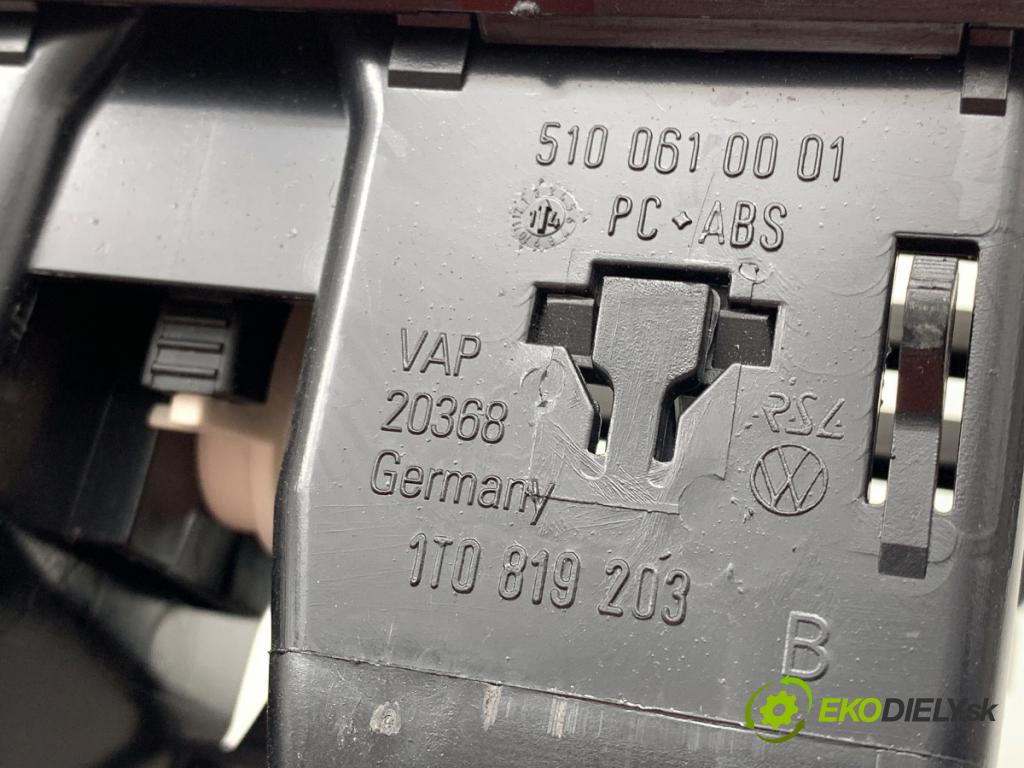 VW TOURAN nadwozie wielkoprzestrzenne (MPV) 2014 77 kW 1.6 TDI 1598 Mriežky kúrenia zad 1T0819203B