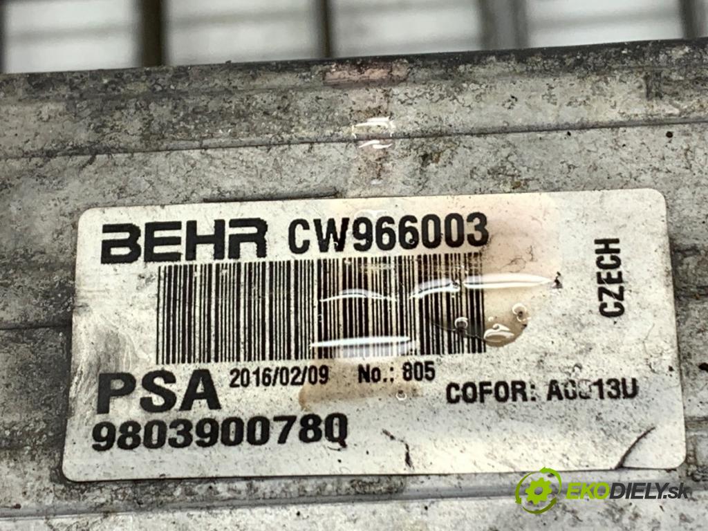 PEUGEOT 2008 I SUV 2016 85 kW 1.6 BlueHDi 1560 intercooler 9803900780 (Intercooler (chladič nasávaného vzduchu))