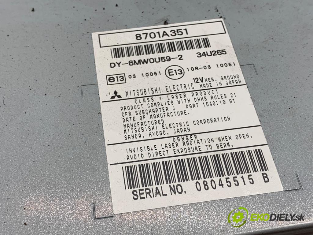 MITSUBISHI OUTLANDER II SUV 2010 130 kW 2.2 DI-D 4WD 2268 RADIO 8701A351 (Audio zariadenie)