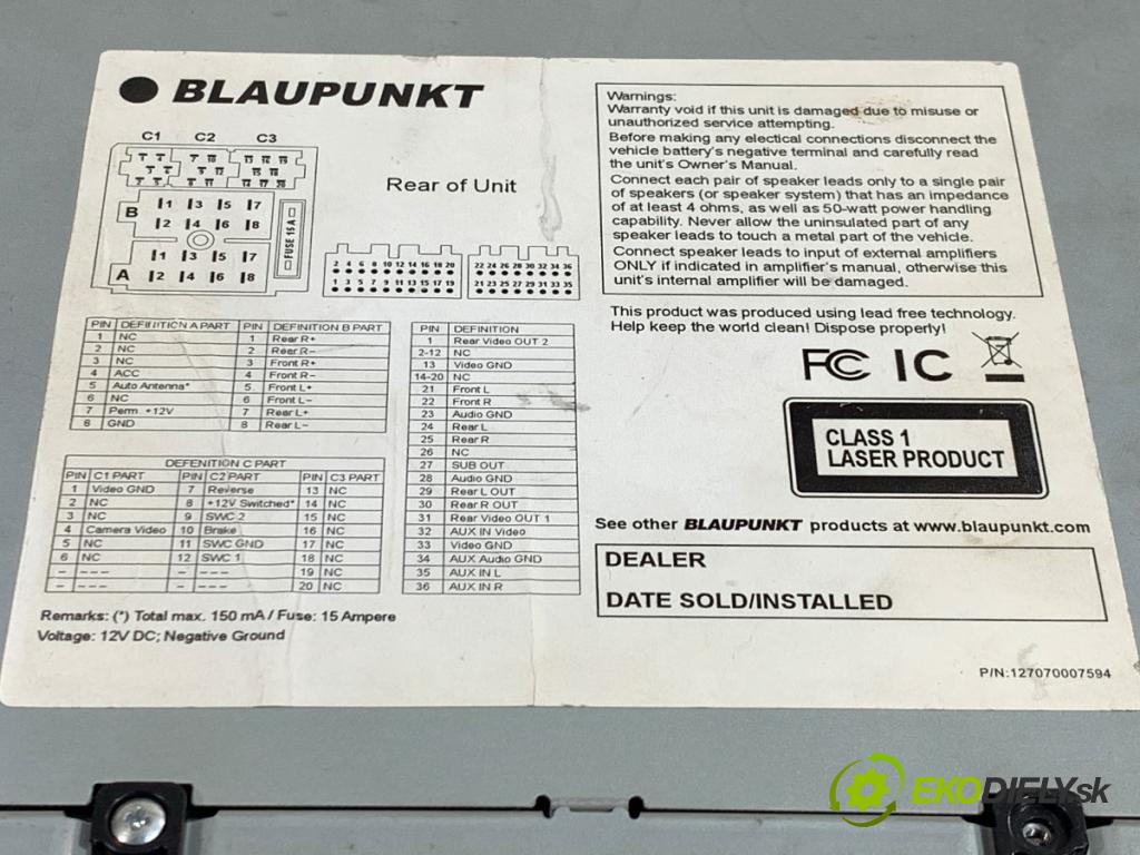 TOYOTA AVENSIS T25 Kombi 2004 108 kW 2.0 (AZT250_) 1998 RADIO BLAUPUNKT NEW YORK 800