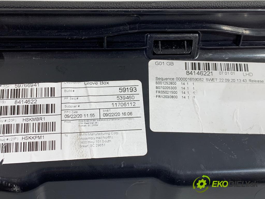 BMW G01 SUV 2020 135 kW xDrive 30 e Plug-in-Hybrid 1998 přihrádka kastlík spolujezdce 9363451 (Přihrádka (kastlík))