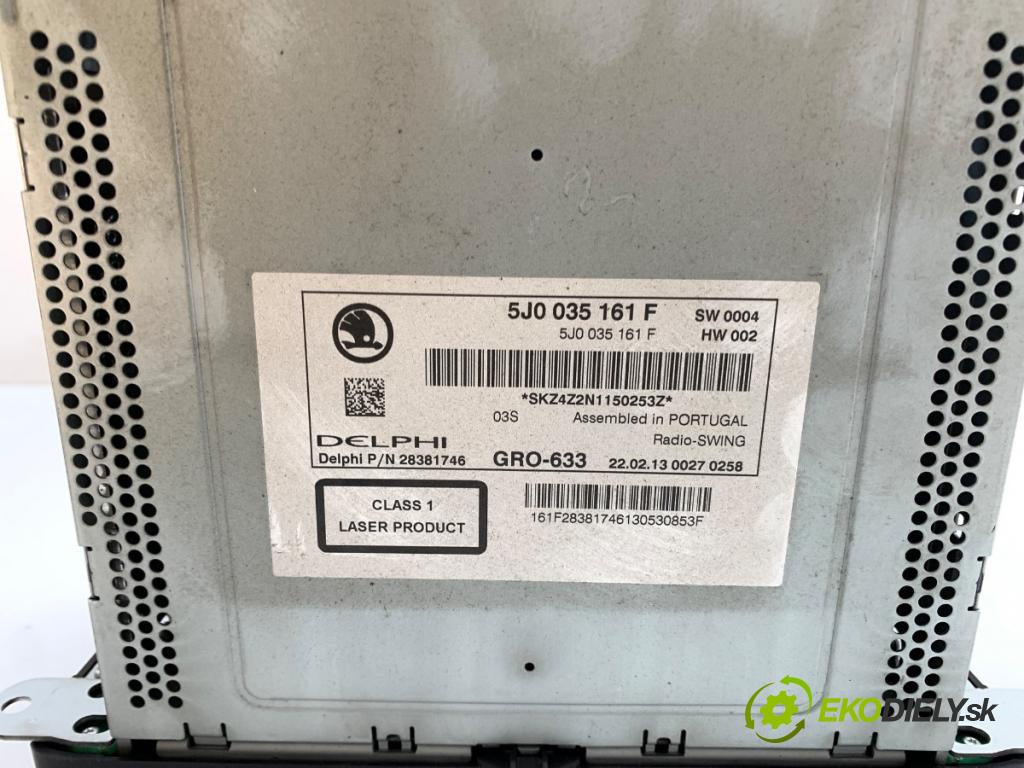 SKODA RAPID liftback 2013 77 kW 1.2 TSI 1197 RADIO 5J0035161F (Audio zariadenie)