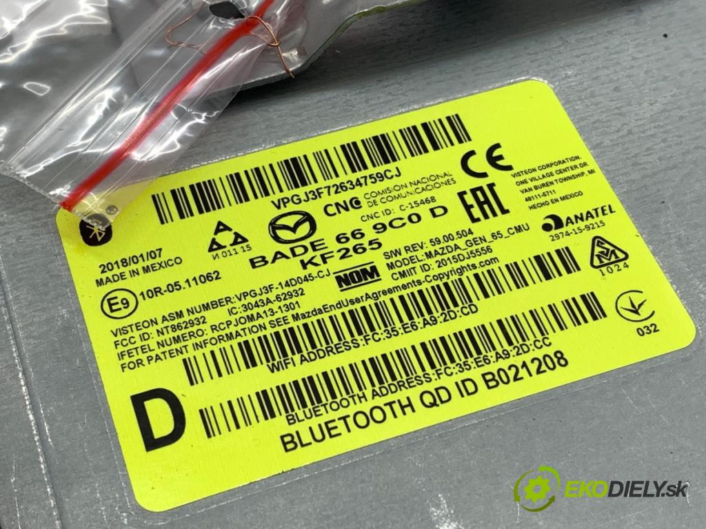 MAZDA 2 DL liftback 2018 66 kW 1.5 SKYACTIV-G 1496 Modul navigácie BADE669C0