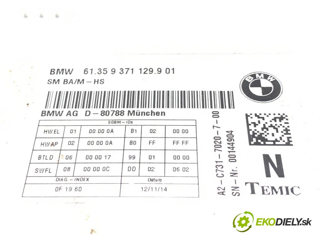 BMW F30 sedan 2015 225 kW 335 i xDrive 2979 Modul sedačky 9371129