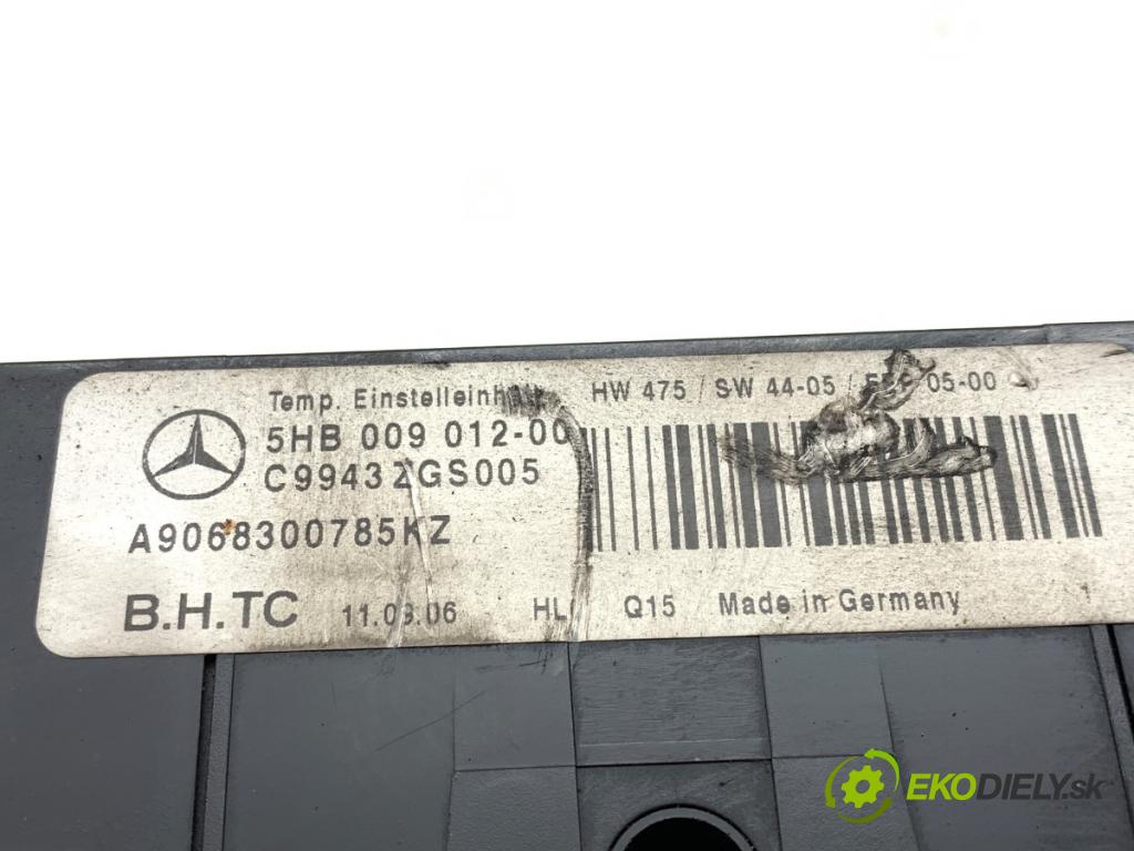 MERCEDES-BENZ W906 Autobus 2006 135 kW 218 CDI (906.711, 906.713) 2987 Panel ovládaní topení A9068300785 (Páčky pod volantem)