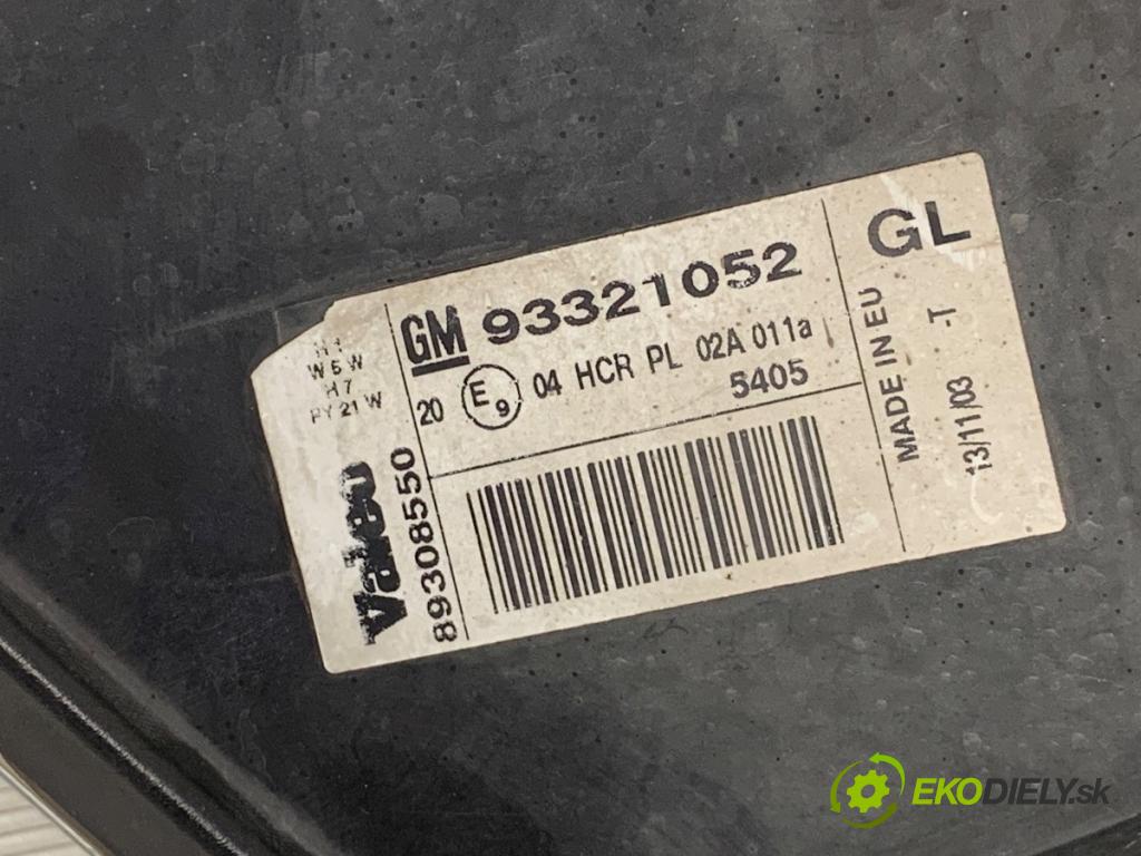 OPEL MERIVA A nadwozie wielkoprzestrzenne (MPV) 2003 74 kW 1.7 CDTI (E75) 1686 Svetlomet ľavy predný 93321052
