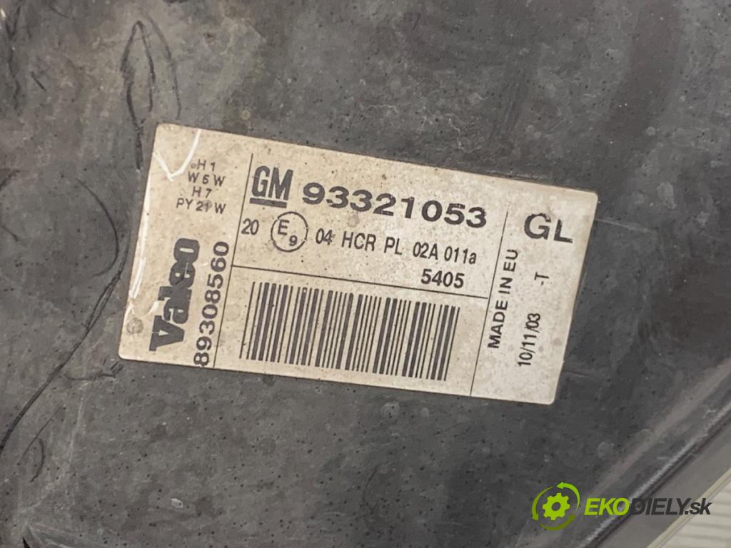 OPEL MERIVA A nadwozie wielkoprzestrzenne (MPV) 2003 74 kW 1.7 CDTI (E75) 1686 Svetlomet pravy predný 93321053
