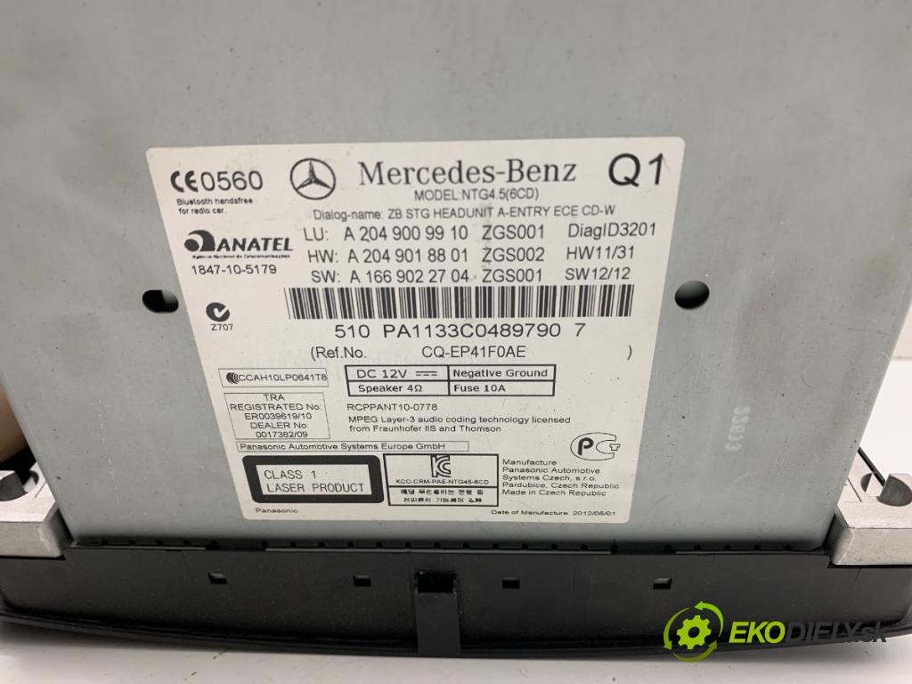 MERCEDES-BENZ X204 SUV 2012 150 kW 250 CDI 4-matic (204.982, 204.904) 2143 RADIO A2049009910 (Audio zariadenie)