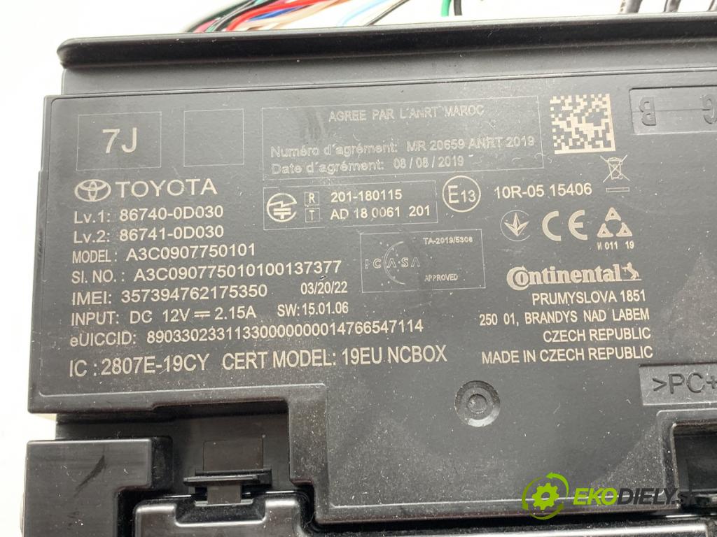 TOYOTA YARIS IV SUV 2022 68 kW 1.5 Hybrid (MXPJ10) 1490 modul řídící jednotka 86740-0D030 (Řídící jednotka ostatní)