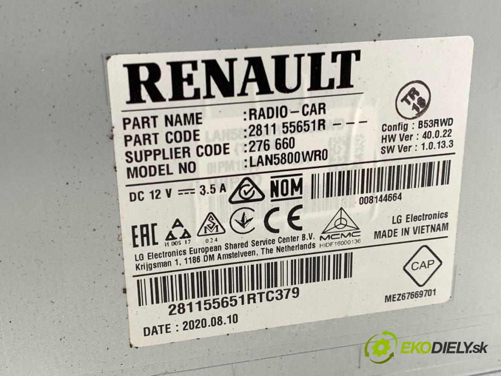 DACIA DUSTER SUV 2020 74 kW 1.0 TCe 100 (HMMT) 999 RADIO 281155651R (Audio zariadenie)