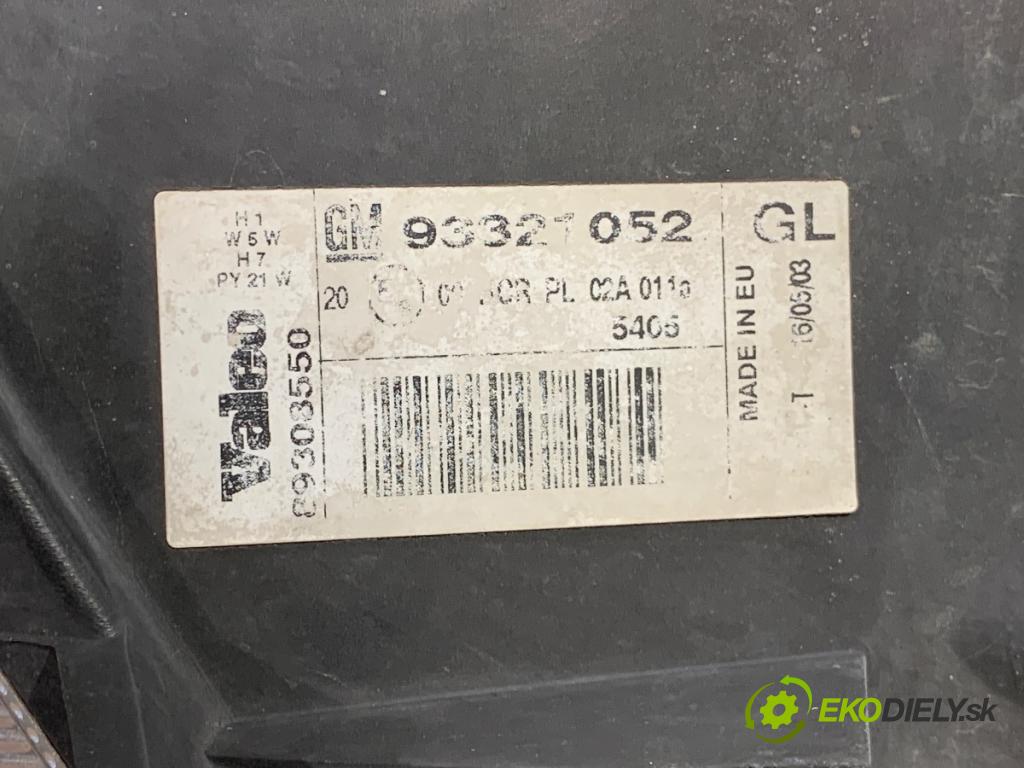 OPEL MERIVA A nadwozie wielkoprzestrzenne (MPV) 2003 64 kW 1.6 (E75) 1598 světlomet levý přední část 93321052