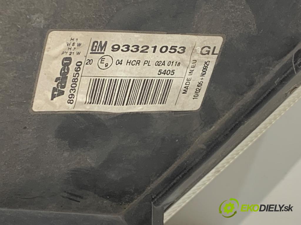 OPEL MERIVA A nadwozie wielkoprzestrzenne (MPV) 2005 74 kW 1.6 16V (E75) 1598 světlomet pravý přední část 93321053
