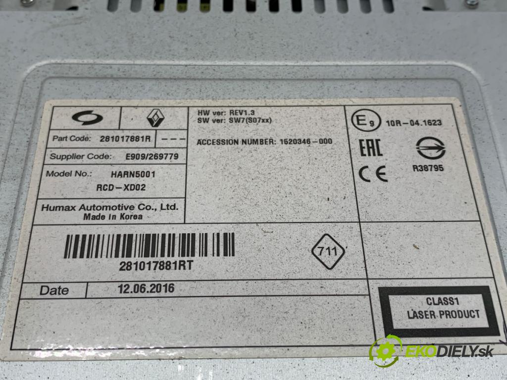 RENAULT TALISMAN sedan 2017 118 kW 1.6 dCi 160 1598 Menič CD 281017881R (CD menič)