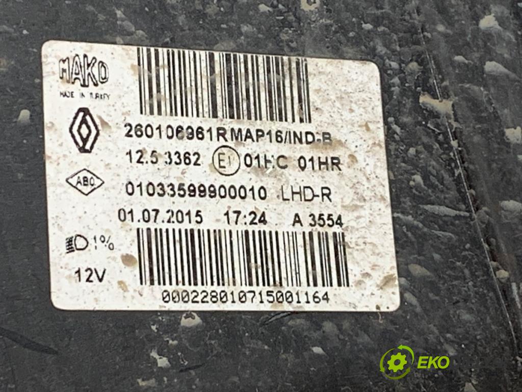 RENAULT CLIO IV liftback 2015 66 kW 1.5 dCi 90 1461 světlomet pravý přední část 260106961R