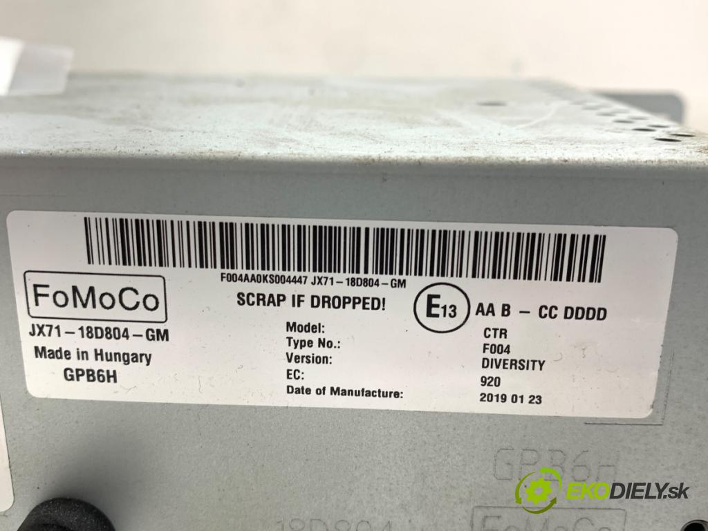 FORD FOCUS IV liftback 2019 92 kW 1.0 EcoBoost 999 RADIO JX71-18D804-GM (Audio zariadenie)