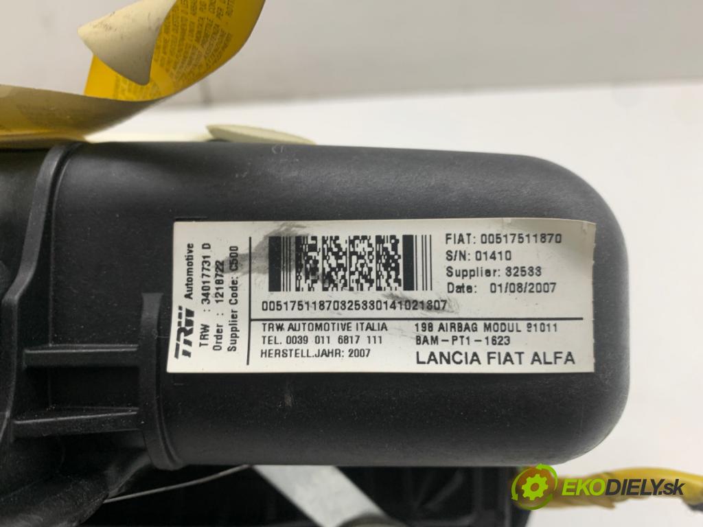 FIAT BRAVO II liftback 2007 88 kW 1.9 D Multijet (198AXB1A) 1910 AirBag spolujazdca 00517511870 (Airbag)