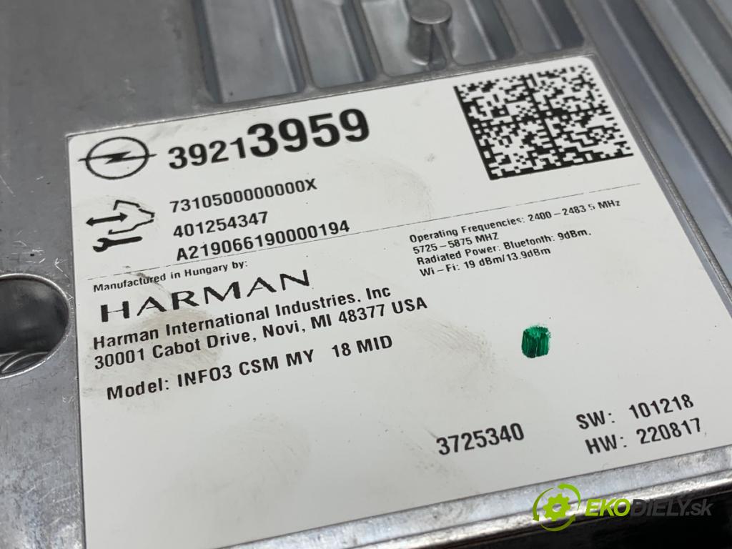 OPEL INSIGNIA B liftback 2019 147 kW 1.6 Turbo (68) 1598 Zosilňovač HARMAN: 39213959