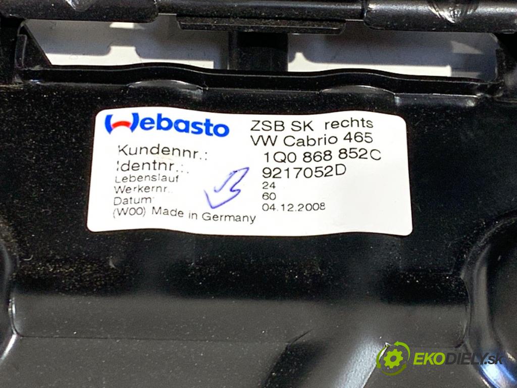 VW EOS kabriolet 2008 103 kW 2.0 TDI 1968 Kryt Clona otvárania strechy 1Q0868852C