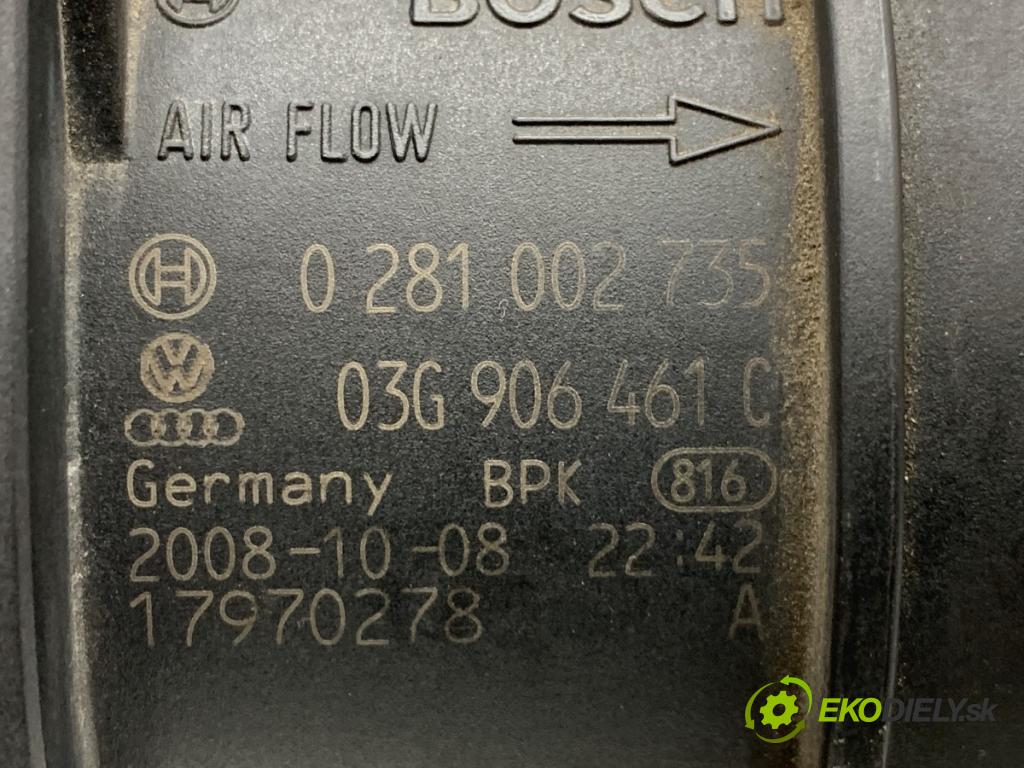 VW EOS kabriolet 2008 103 kW 2.0 TDI 1968 váha vzduchu 03G906461C (Snímač hmotnosti vzduchu)