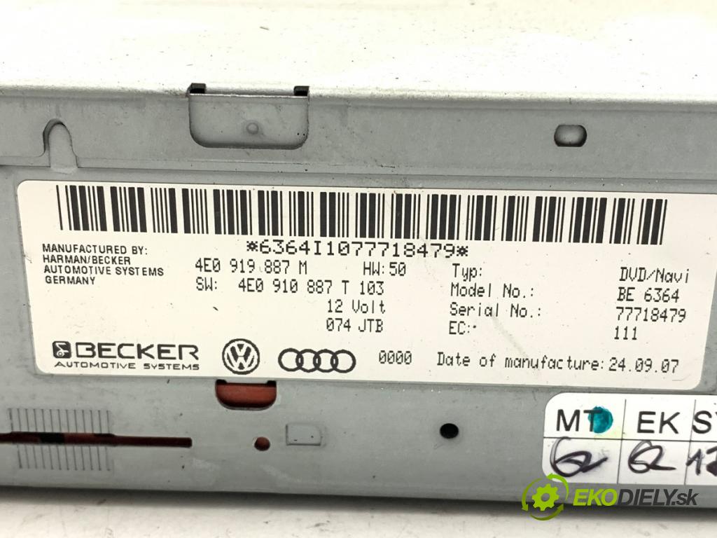 AUDI A6 C6 Kombi 2007 120 kW 2.7 TDI 2698 čítač navigácie 4E0919887M (Elektrosúčasti ostatné)