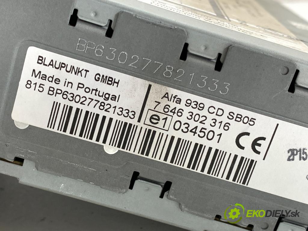 ALFA ROMEO 159 sedan 2007 110 kW 1.9 JTDM 16V (939AXC1B, 939AXC12) 1910 RADIO 7646302316 (Audio zařízení)
