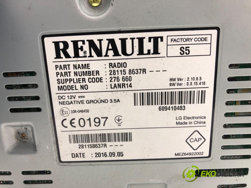 RENAULT GRAND SCENIC IV nadwozie wielkoprzestrzenne (MPV) 2017 81 kW 1.5 dCi 110 1461 RADIO 281158637R (Audio zařízení)