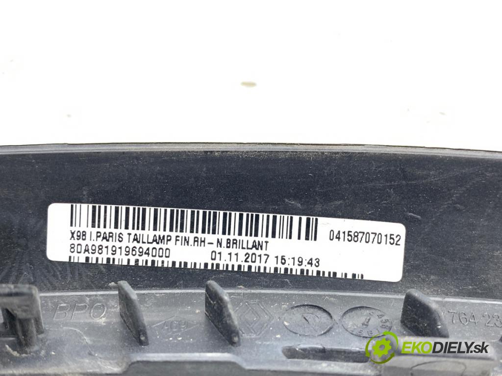 RENAULT CLIO IV liftback 2017 54 kW 1.2 16V 1149 kryt nárazníka svetla zadní část pravá 850764232R
