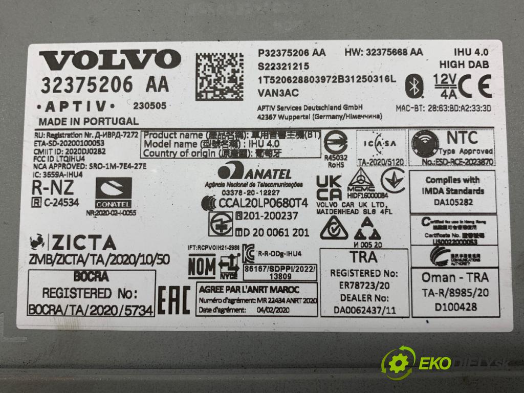 VOLVO S60 III sedan 2023 184 kW B5 Mild-Hybrid AWD 1969 RADIO 32375206AA