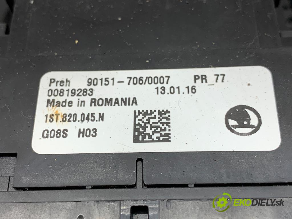 SKODA CITIGO liftback 2016 44 kW 1.0 999 Panel ovládaní topení 1ST820045N (Páčky pod volantem)