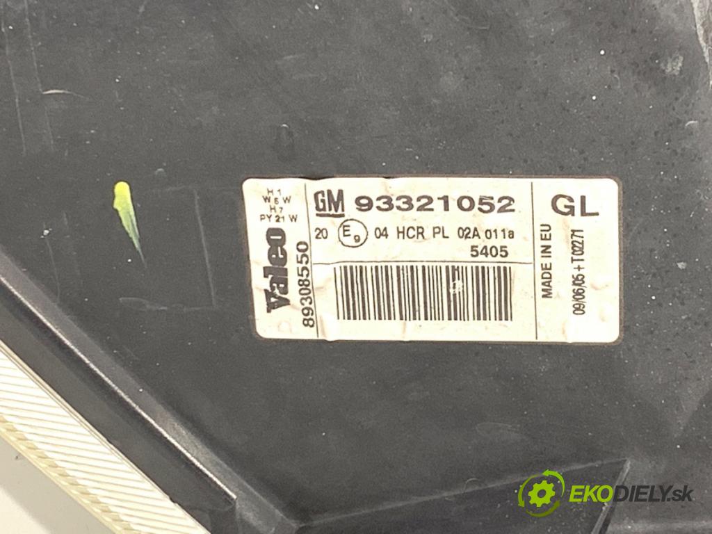 OPEL MERIVA A nadwozie wielkoprzestrzenne (MPV) 2005 66 kW 1.4 16V Twinport (E75) 1364 Svetlomet ľavy predný 93321052
