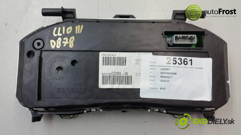 RENAULT CLIO III  2013 75 kW  1.5DCI Prístrojovka 8201060289B (Prístrojové dosky, displeje)