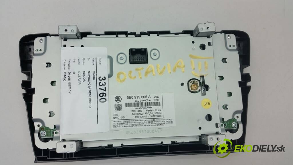 SKODA OCTAVIA III 2015 105 KM CLHA III 1.6 RADIO NAWIGACJA 5E0919605A (Audio zariadenia)