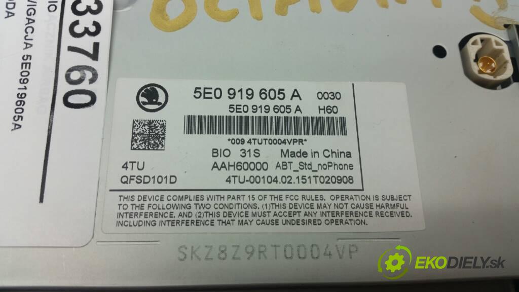 SKODA OCTAVIA III 2015 105 KM CLHA III 1.6 RADIO NAWIGACJA 5E0919605A (Audio zariadenia)