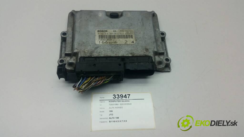 ALFA ROMEO 166 JTD 2002  JTD 2.4 JTD riadiaca jednotka Motor 73501858  0281010340 (Riadiace jednotky)
