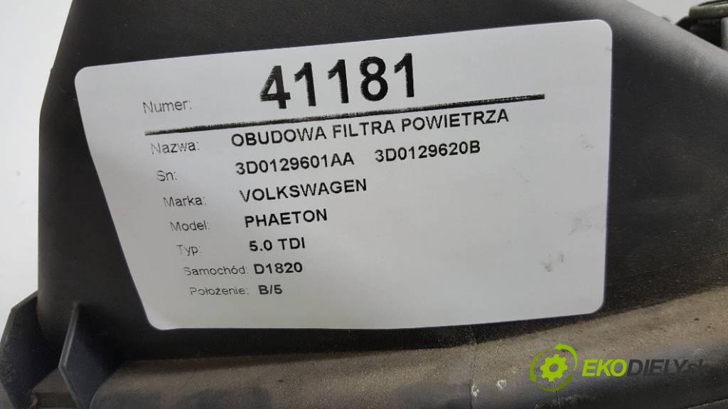 VOLKSWAGEN PHAETON 5.0 TDI 2003 313 kW 5.0 TDI 4921,00 obal filtra vzduchu 3D0129601AA    3D0129620B    (Kryty filtrů)