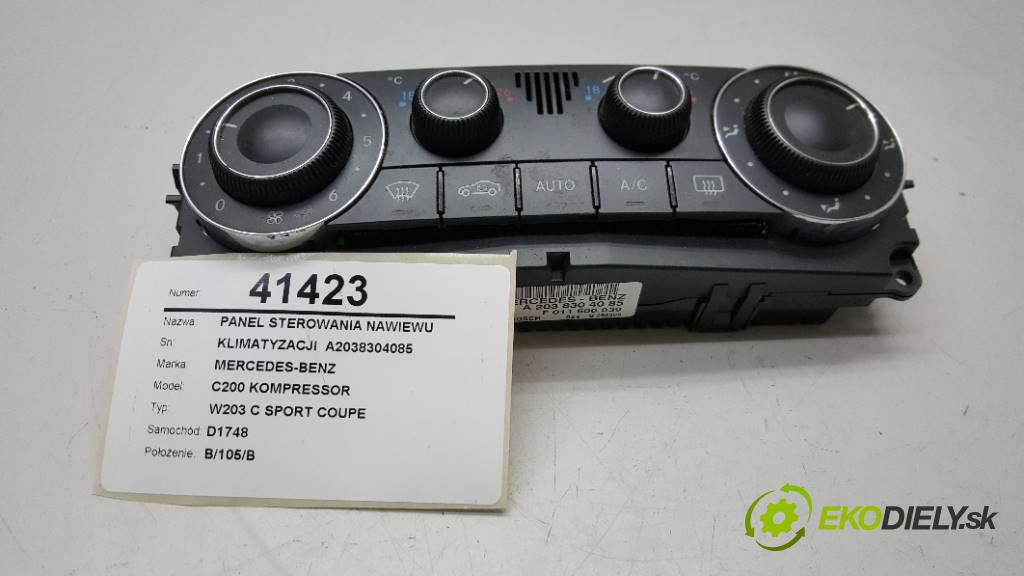 MERCEDES-BENZ C200 KOMPRESSOR W203 C SPORT COUPE 2006 163 kW W203 C SPORT COUPE 1796 Panel ovládania kúrenia KLIMATYZACJI  A2038304085 (Prepínače, spínače, tlačidlá a ovládače kúrenia)