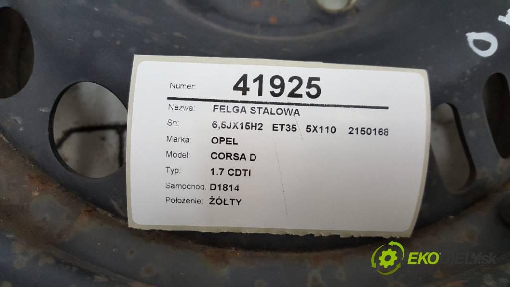 OPEL CORSA D  1.7 CDTI 2008 92 kW 125 KM 1.7 CDTI 1686,00 disk oceľový 6,5JX15H2   ET35   5X110    2150168