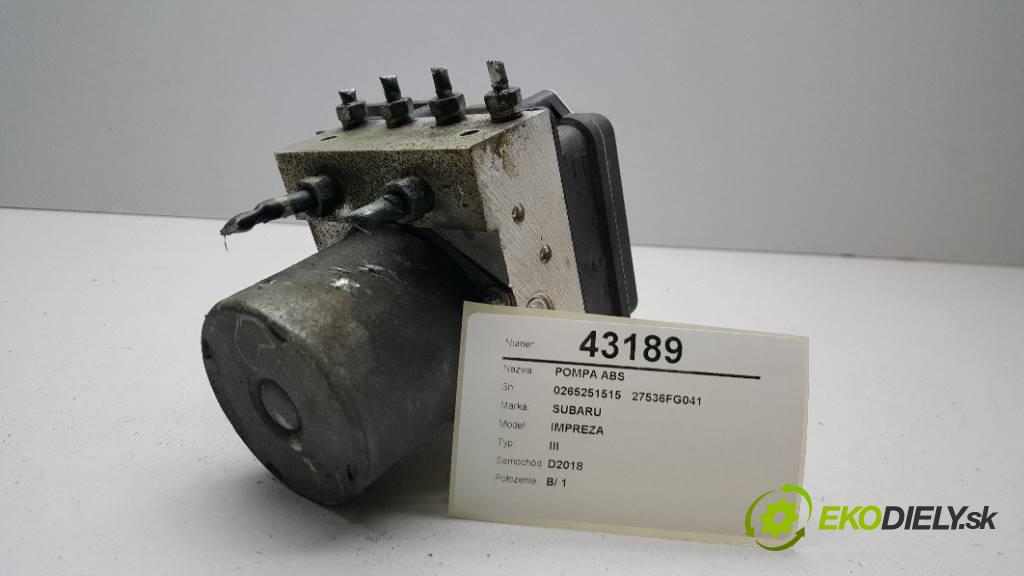 SUBARU IMPREZA III 2011 150KM III 1998 Pumpa ABS 0265251515   27536FG041    (Pumpy ABS)