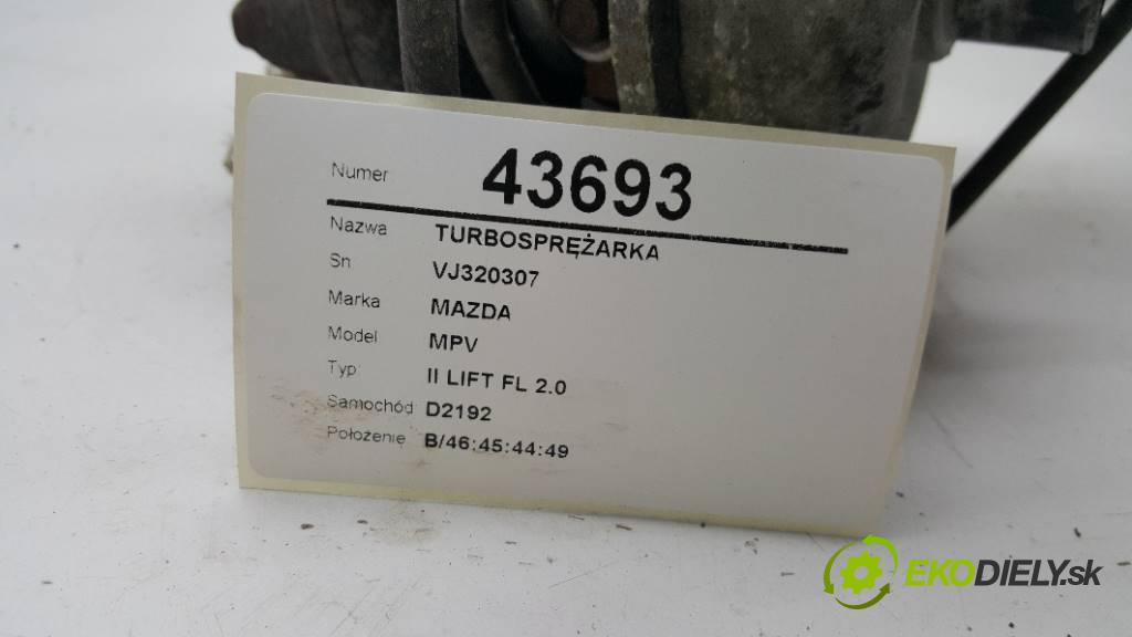 MAZDA MPV II LIFT FL 2.0 2004 136 KM II LIFT FL 2.0 1998,00 turbo VJ320307    (Turbodúchadla (kompletní))
