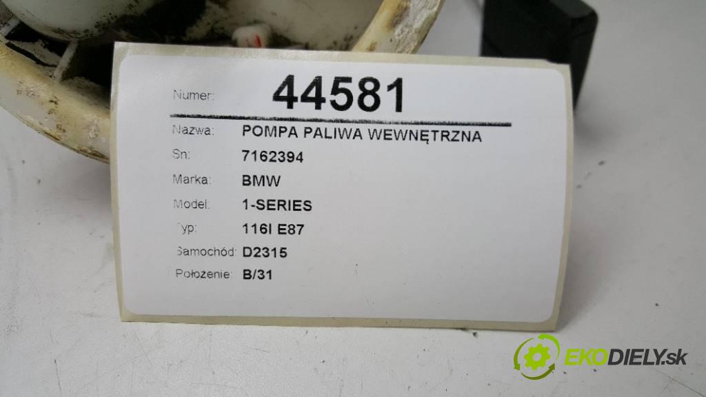 BMW 1-SERIES 116I E87 2008 89 kW 116I E87 1599,00 Pumpa paliva vnútorná 7162394    (Palivové pumpy, čerpadlá, plaváky)