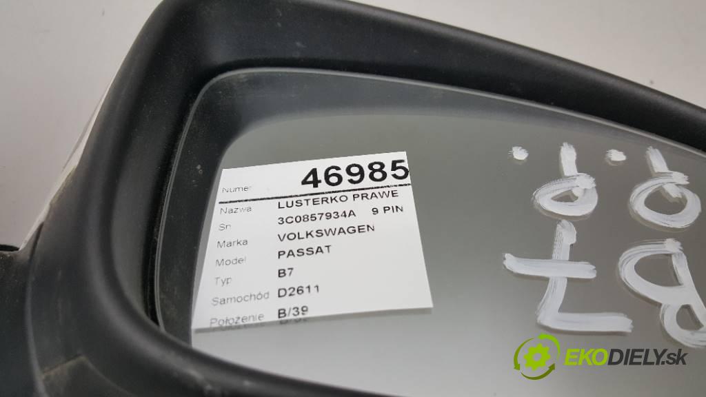 VOLKSWAGEN PASSAT B7 2013  B7 1968 Spätné zrkadlo pravé 3C0857934A    9 PIN   (Ostatné)