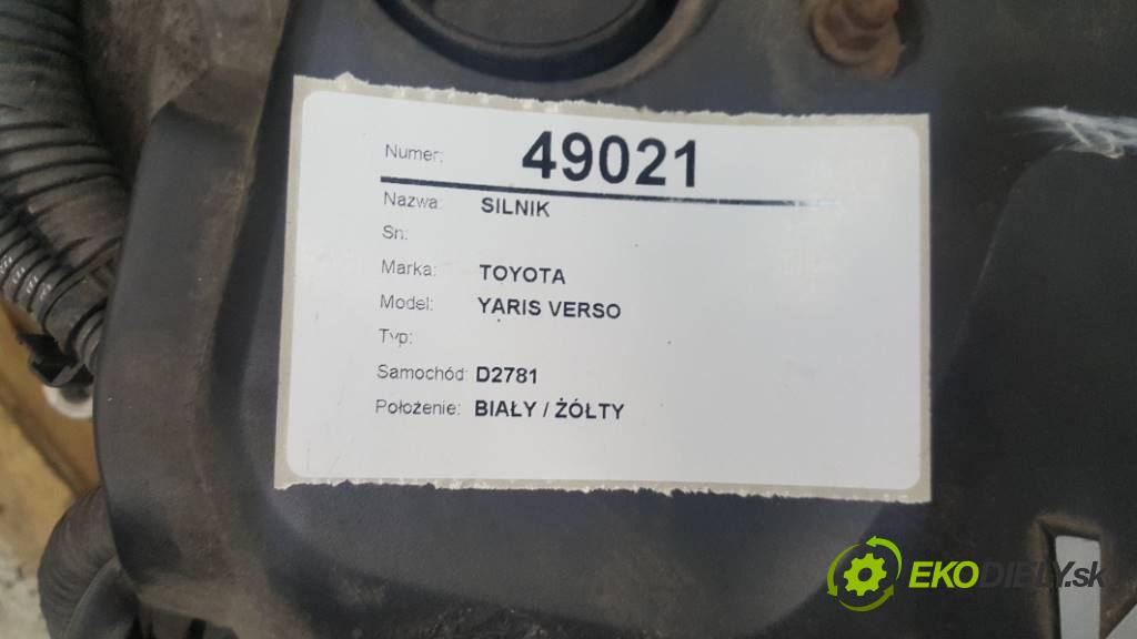 TOYOTA YARIS VERSO   2000 63KW   1299 motor  (Motory (kompletní))