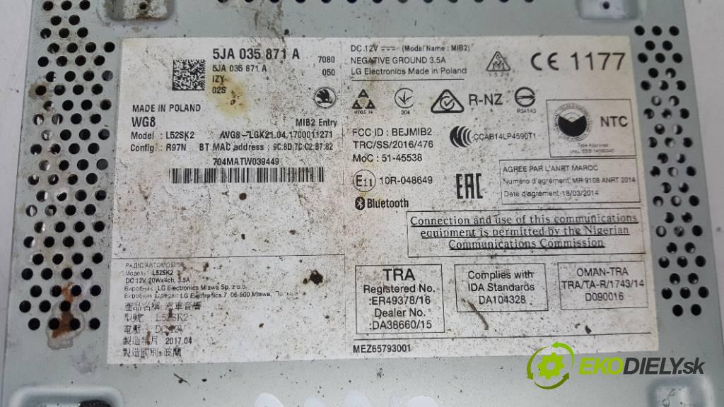 SKODA RAPID  II 2017 85KW  II 1598 RADIO 5JA035871A (Audio zariadenia)