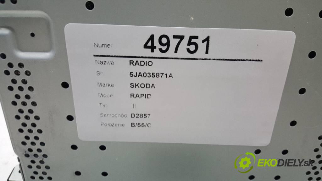 SKODA RAPID  II 2017 85KW  II 1598 RADIO 5JA035871A (Audio zariadenia)
