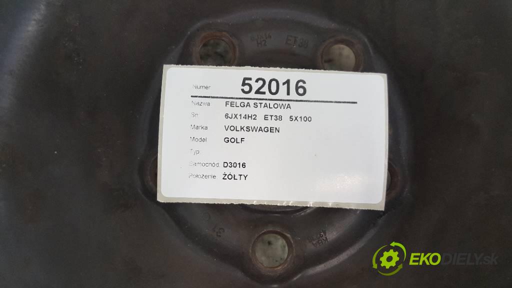 VOLKSWAGEN GOLF   1999 50KW    1896 disk oceľový 6JX14H2   ET38   5X100